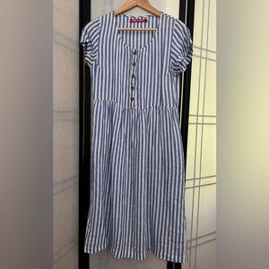 Pyne & Smith Blue and White Striped Linen Dress
